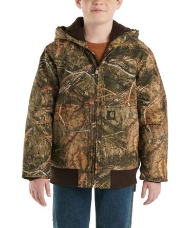 Boys' Zip-Front Canvas Insulated Hooded Camo Jacket (Child/Youth)
