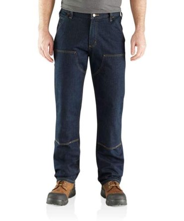 Relaxed Straight Rugged Flex® Double-Front Denim Dungaree Pants