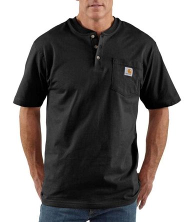 Loose Fit Heavyweight Short-Sleeve Pocket Henley T-Shirt
