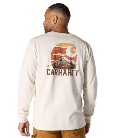 Relaxed Fit Heavyweight Long-Sleeve Mountain Graphic T-Shirt