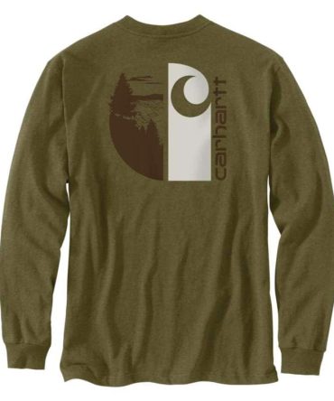 Loose Fit Heavyweight Long-Sleeve Pocket Outdoor Graphic T-Shirt