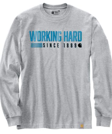 Relaxed Fit Heavyweight Long-Sleeve Hard Work Graphic T-Shirt