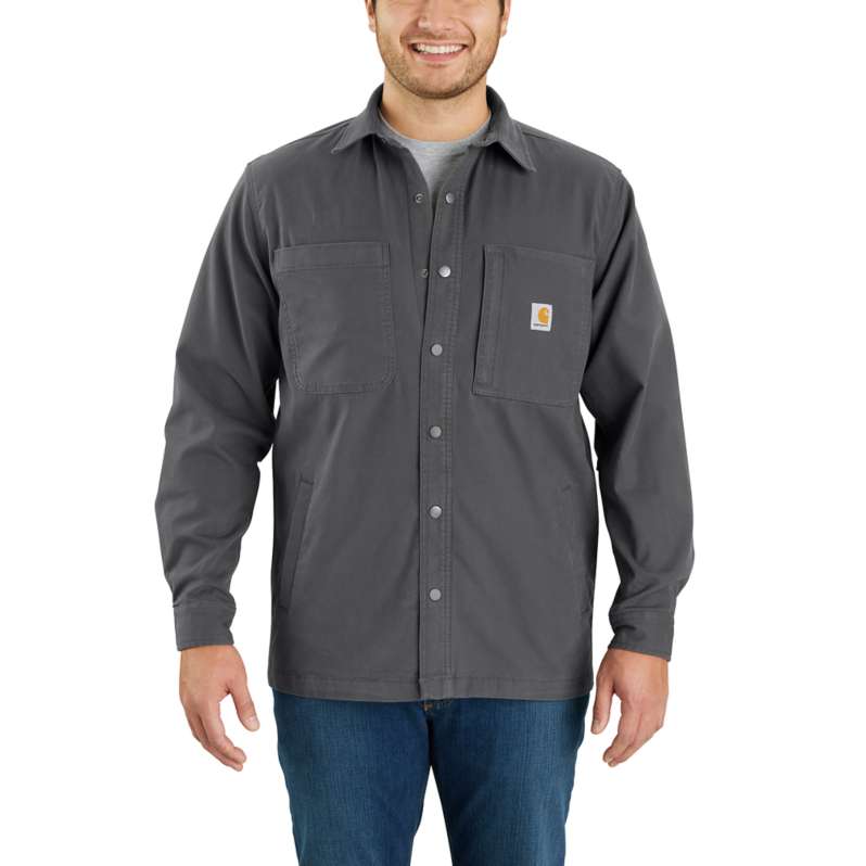 Rugged Flex® Relaxed Fit Canvas Fleece-Lined Snap-Front Shirt Jac - Image 5